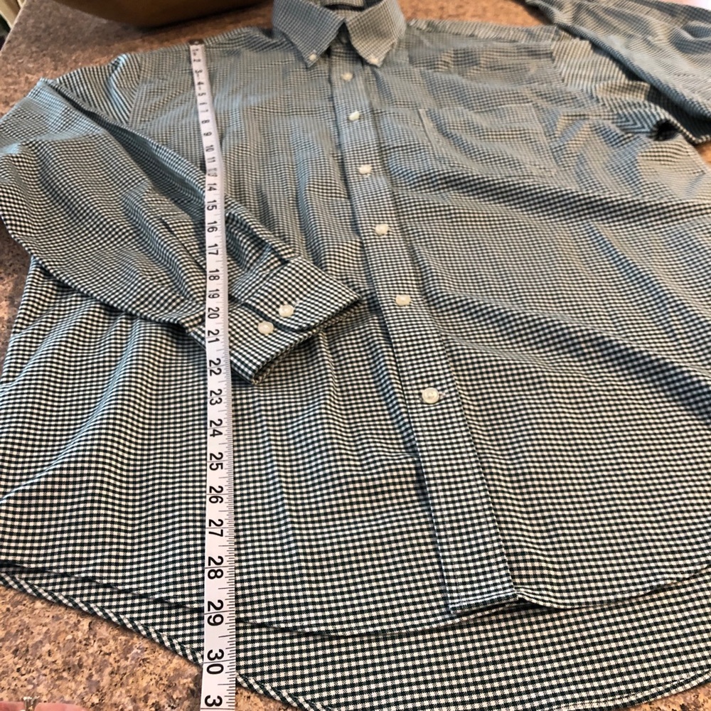 Lands' End Long Sleeve Green & White Shirt Large - Picture 2 of 12
